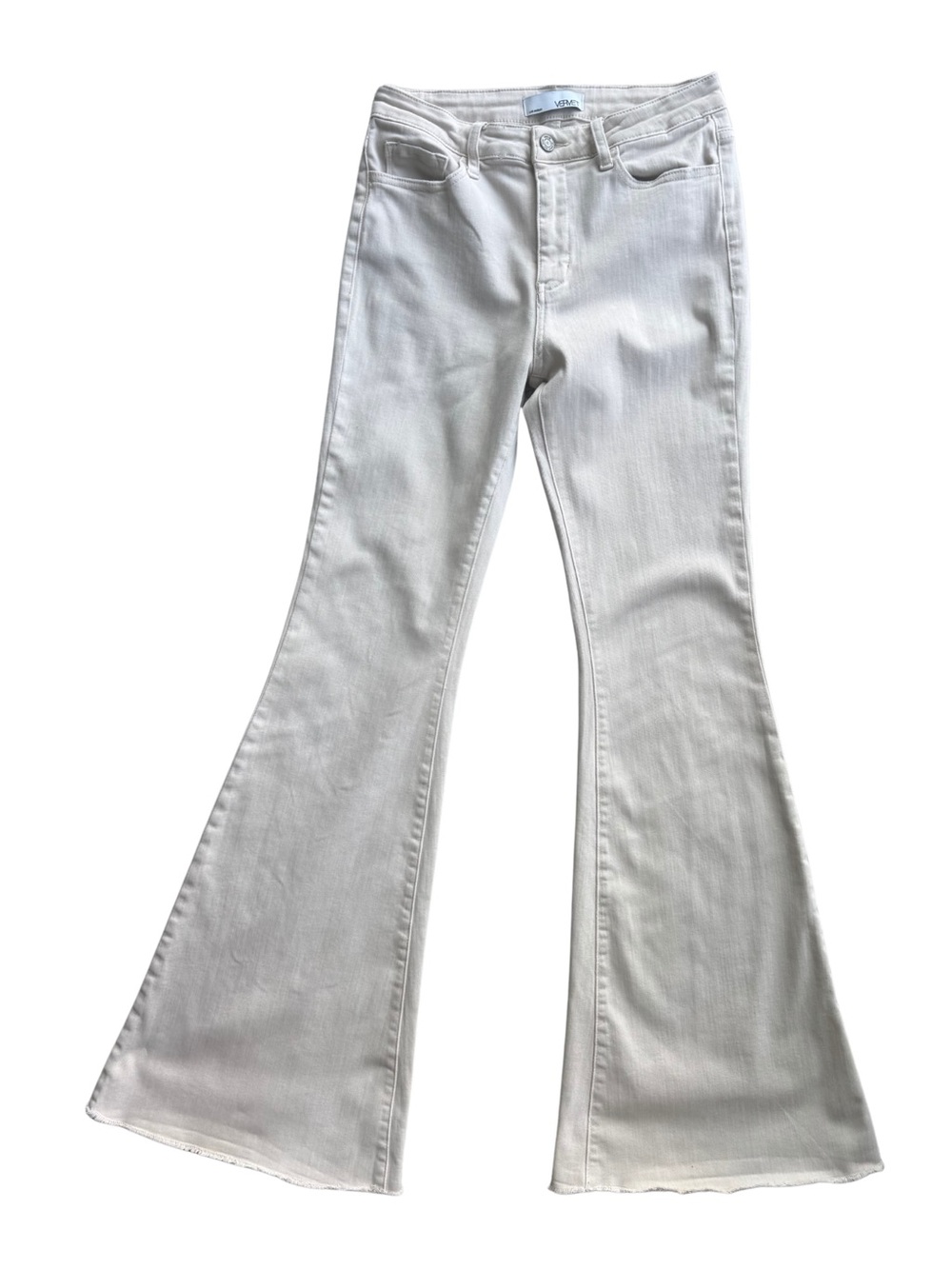 Vervet by Flying Monkey High Rise Super Flare Blush Raw Edge Hemline Jeans 28 - Picture 5 of 9